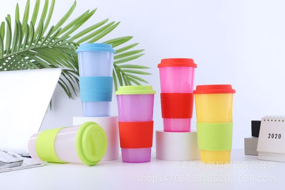 Coupe à café en plastique à double couche de 16 oz, grande capacité, tasse unisexe, couleur macaron, tasse à boire directement