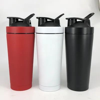 Bouteille de shaker avec fil de fer Whisk Bouteille de shaker de protéines pour les mélanges de protéines en acier inoxydable Bouteille de shaker en métal grand 25 oz 739ml