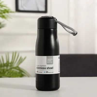 350 ml bouteille d'eau en acier inoxydable métallique réutilisable avec couvercle portable Hydro isolation thermique flacon pour les boissons chaudes ou froides Direct Drinking Midnight Black