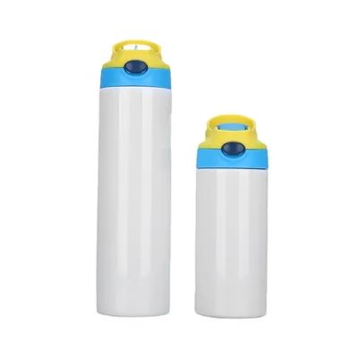 12 OZ Sublimation Straw Sippy Cup Blank Tumblers Double Wall Vacuum Isolé Thermoses de couleur mixte Bouteilles d'eau en acier inoxydable pour l' école