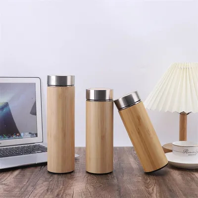 Thermos de bambou haut de gamme avec infuseur de thé pour le thé en vrac 12 oz - Ensemble cadeau de thé - Bouteille d'eau isolée/Tumbler de café glacé - Cadeaux uniques pour les femmes, cadeaux