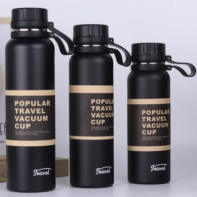 Bouteille d'eau en acier inoxydable à vide à double paroi personnalisée avec couvercle avec conception de logo