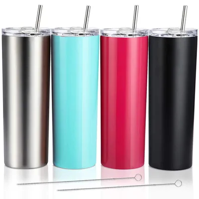 Tubules minces avec couvercle 20 oz en acier inoxydable à vide isolée double paroi Voyage tasse de tubules d'eau de café