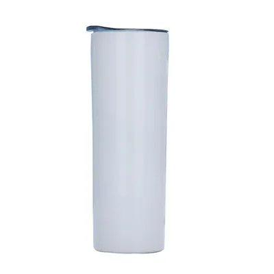 Sublimation en blanc 20 OZ Droit élancé avec paille en acier inoxydable Double mur isolé Tumbler