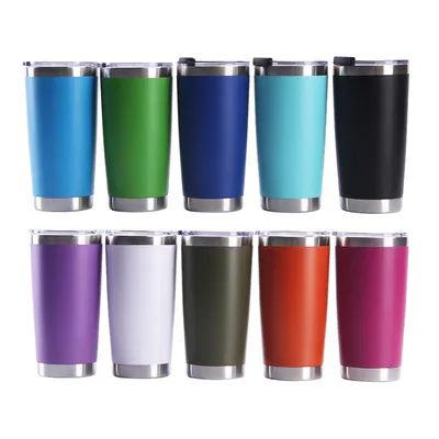 Vente en gros de 20 oz à double paroi à vide isolé Tumbler en acier inoxydable Voyage de voiture tasses de café avec couvercle