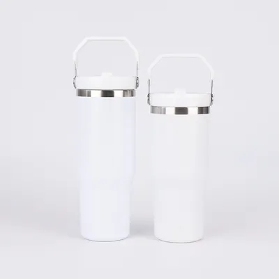20 oz Tumbler avec poignée, Tumbler isolé avec couvercle et flip paille étanche à double paroi en acier inoxydable Vacuum Voyage tasse de café bouteille d'eau isolée Thermal Cup