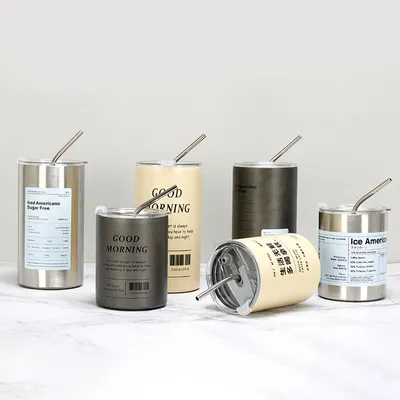 Vente à chaud Camping Oem Esthétique Voyage tasse à café en acier inoxydable Thermos Coupe avec paille