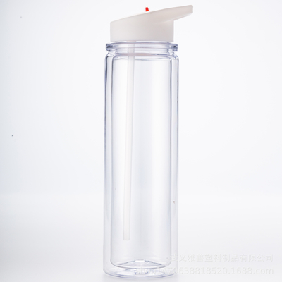 Bouteille d'eau à double couche à poignée à paillettes, bouteille d'eau sportive portable avec couche intermédiaire pour insérer Bouteille d'eau RAS certifiée GRS