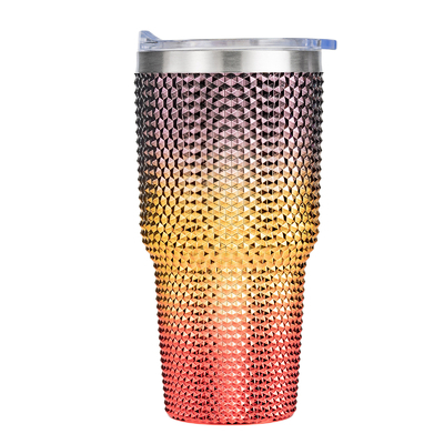 750 ml bouteille d'eau pétillante personnalisée à base d'aliments Iridescence incrustée Diamant Glitter personnalisé Bouteille à boutons avec paille facile à tenir et à nettoyer 9,7 * 23,2 cm