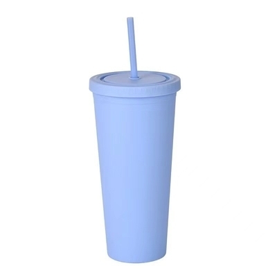 Colorié 450/650ml Couleur de bonbon Double isolé Tumblers en plastique acrylique mat Tumbler avec paille Vacuum isolant scellé Design anti-éclaboussures