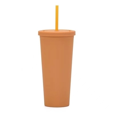 450ml 650ml 22oz Bouteille de voyage en plastique avec paille et couvercle 6 couleurs vives réutilisable Bouteille de café en plastique écologique personnalisée acceptable
