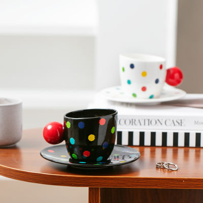 Tasses et assiettes créatives en céramique, tasses à café à pois colorés, tasses de bureau au design attrayant, tasses pour couples à la maison