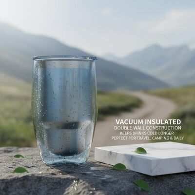 Vacuum Insulated plastic tumbler double wall construction keeps drinks cold longer perfect for travel camping and daily