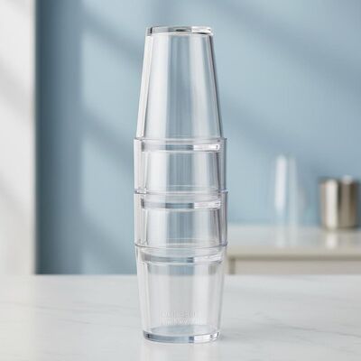 Clear Plastic Tumbler Stackable Cylinder Durable Reusable Drinkware Ideal for Commercial Hospitality Events and Catering