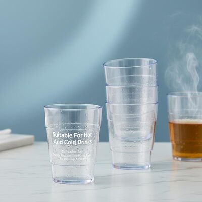 Gobelet en plastique adapté aux boissons chaudes et froides, lavable au lave-vaisselle, durable, réutilisable, gobelets en plastique transparent pour le service de boissons