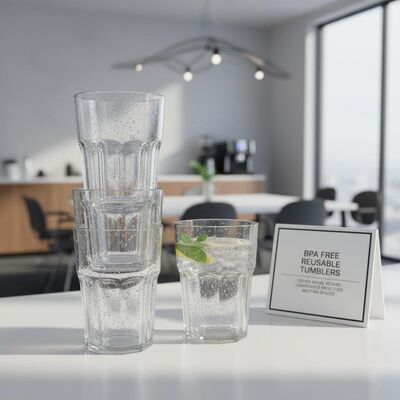 Gobelet en plastique sans BPA, option pratique et réutilisable, idéal pour les salles de repos, les salles de conférence et les espaces de réunion.