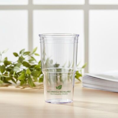 15 Oz Cylindre en plastique écologique, matériau recyclable adapté aux entreprises durables
